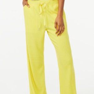 NWT Scoop Women's Wide Leg Ribbed Yellow Pants XS
